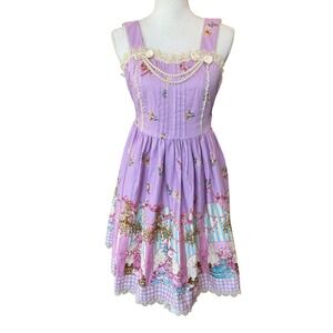 Bodyline Purple Bunny Carriage Lolita JSK Dress Lace Pearl Easter Medium